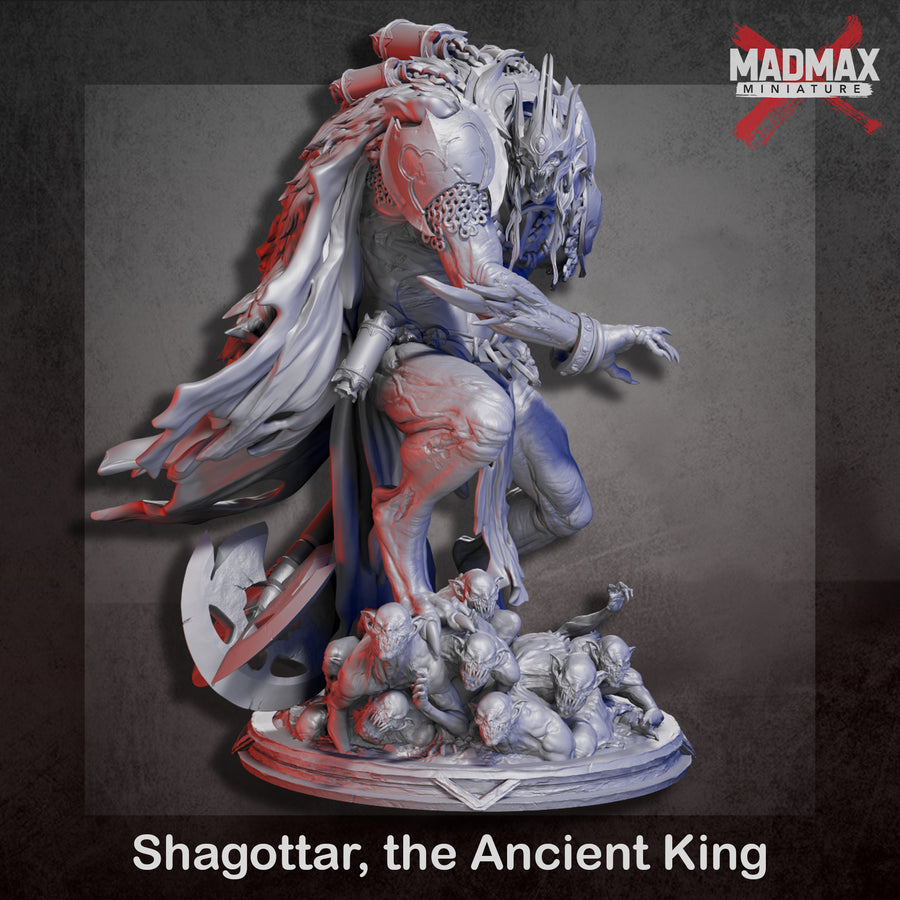 A 3D rendering of a shagotar, the Ancient King, with intricate details and a dynamic pose. A 3D rendering of a shagotar, the Ancient King, with intricate details and a dynamic pose.