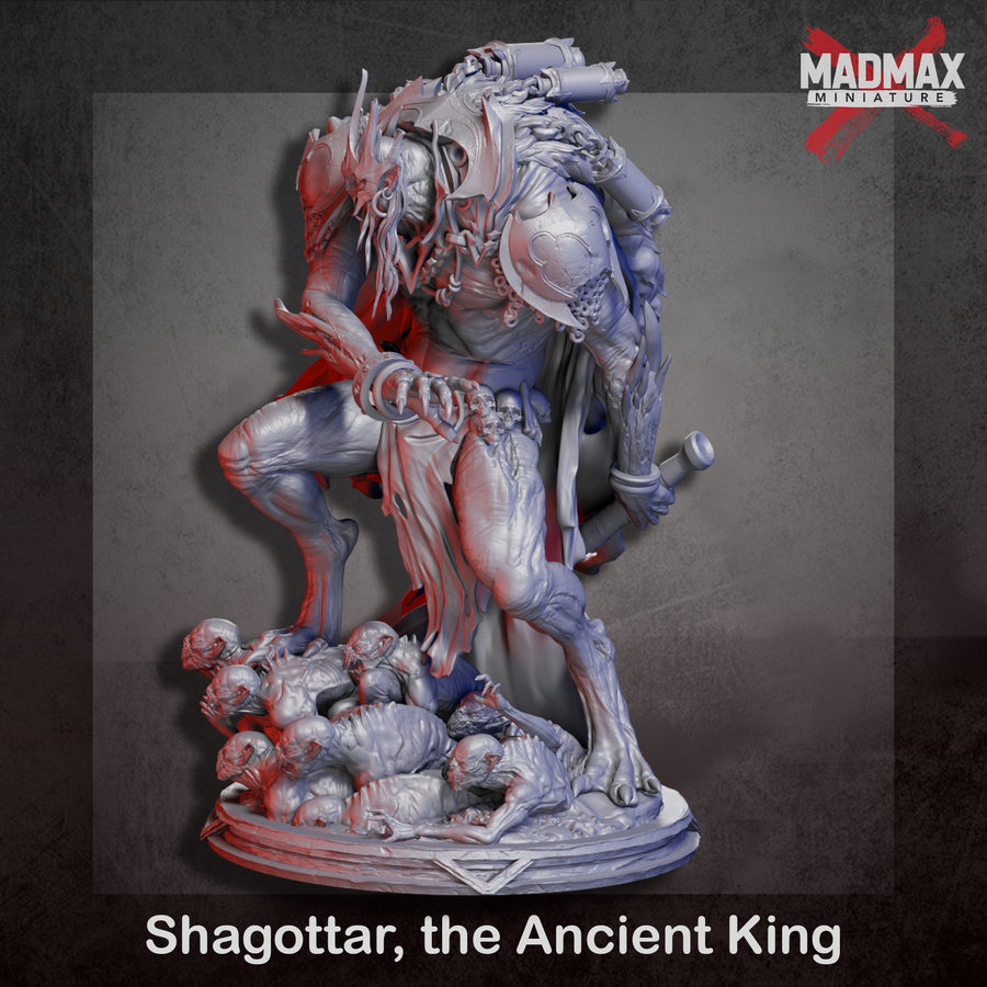 A 3D rendering of a shagotar, the Ancient King, with intricate details and a dynamic pose. A 3D rendering of a shagotar, the Ancient King, with intricate details and a dynamic pose.