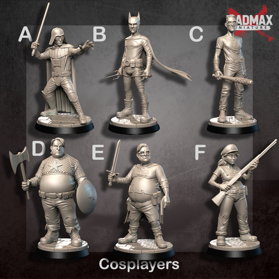 a collection of various figurines, including cosplayers, posed in different poses and stances. a collection of various figurines, including cosplayers, posed in different poses and stances.