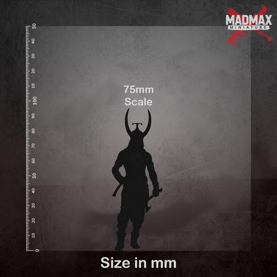 A 3D rendering of a muscular, armored figure with horns, holding a weapon, and wearing a helmet. The figure is identified as A 3D rendering of a muscular, armored figure with horns, holding a weapon, and wearing a helmet. The figure is identified as