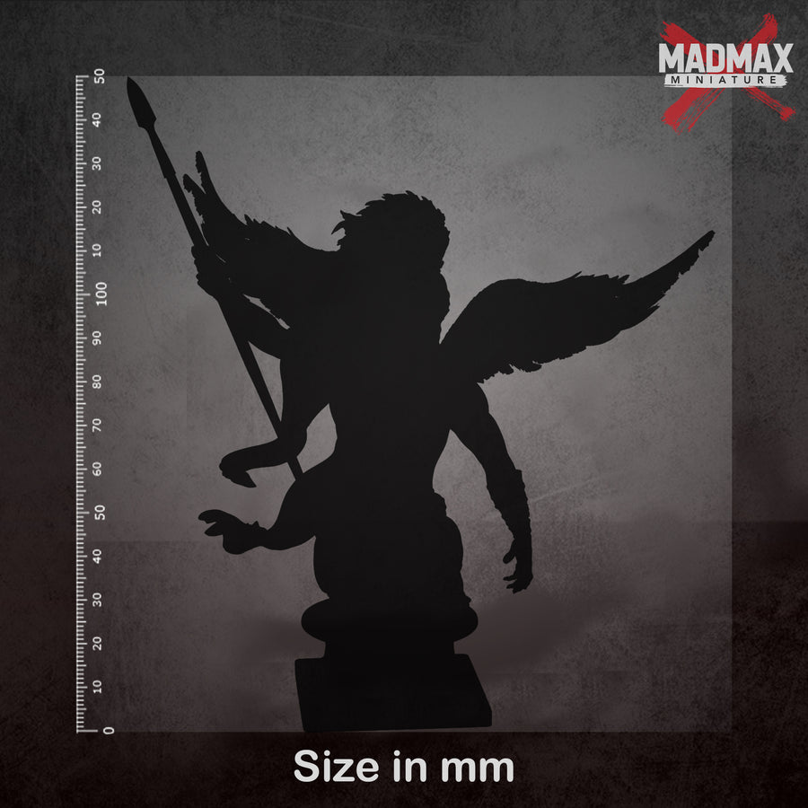 a statue of an angel holding a spear a statue of an angel holding a spear