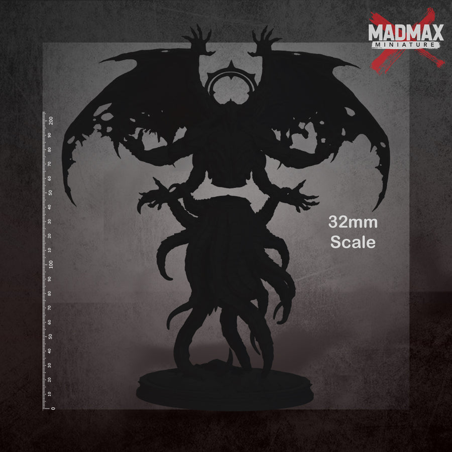 a large, winged, and armored creature with multiple arms and tentacles, standing on a pedestal. a large, winged, and armored creature with multiple arms and tentacles, standing on a pedestal.