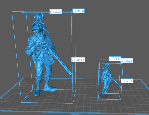 a blue 3d model of a soldier holding a sword