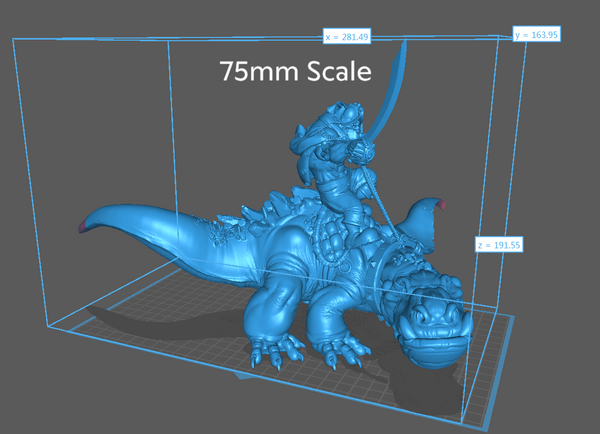 a blue 3d model of a dinosaur in a cage