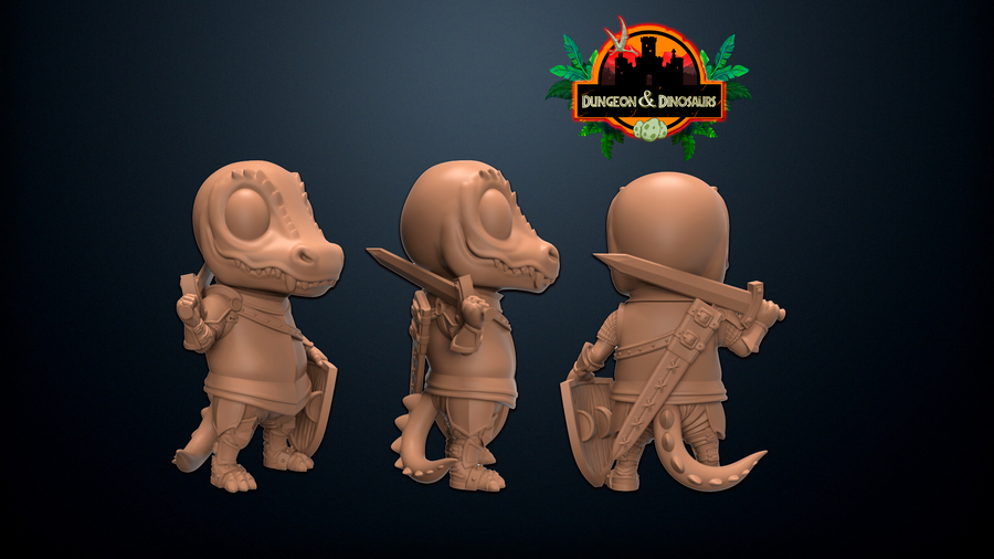 Chibi T-rex Knight - Falcata 3D Chibi T-rex Knight - Falcata 3D