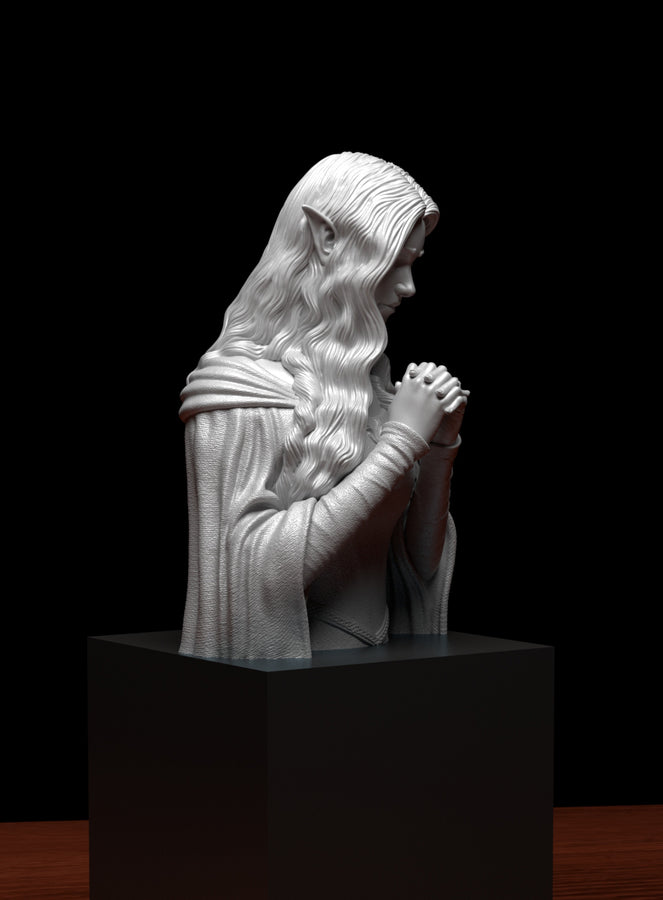 a white statue of a woman with hands together a white statue of a woman with hands together