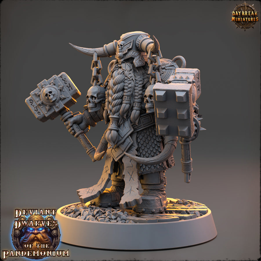 a statue of a demon holding two axes a statue of a demon holding two axes