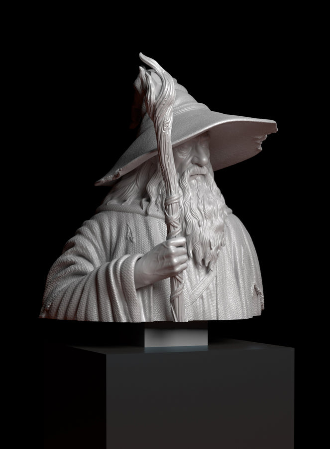 a statue of a wizard holding a staff a statue of a wizard holding a staff