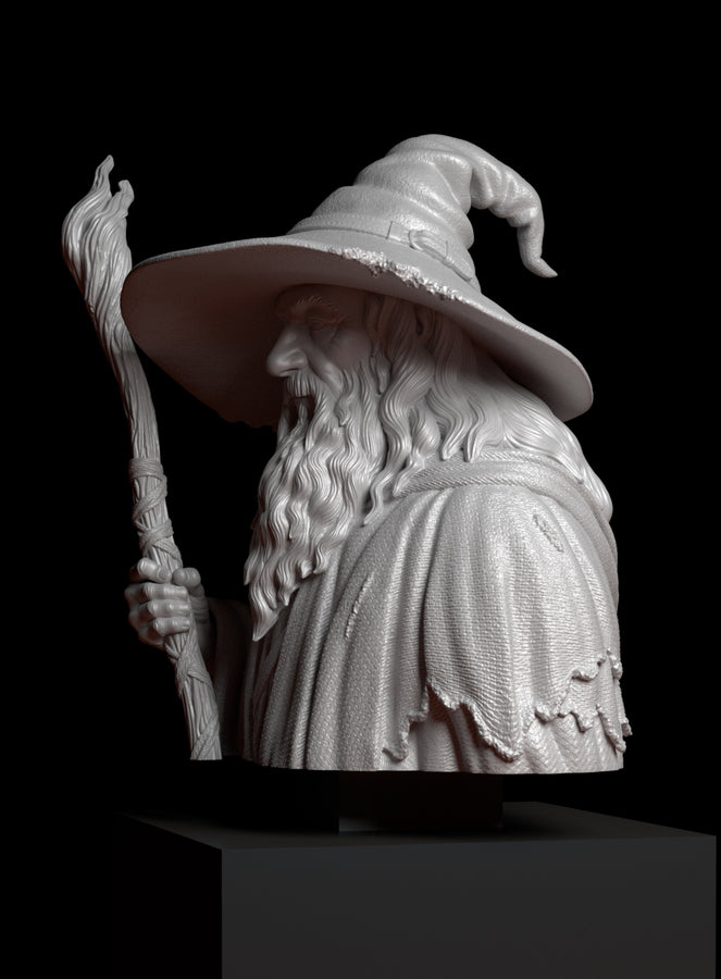 a statue of a wizard holding a staff a statue of a wizard holding a staff