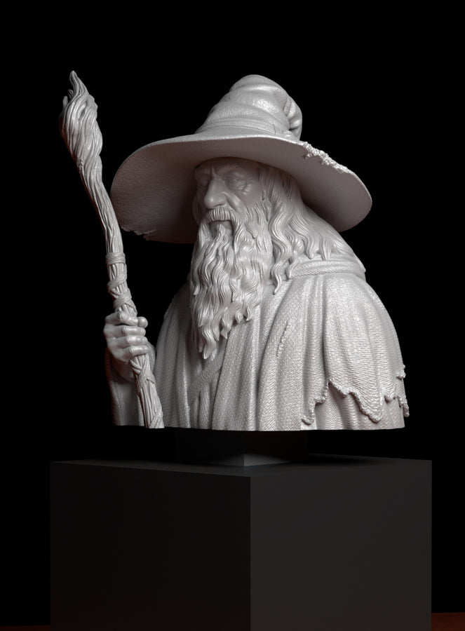 a statue of a wizard holding a staff a statue of a wizard holding a staff