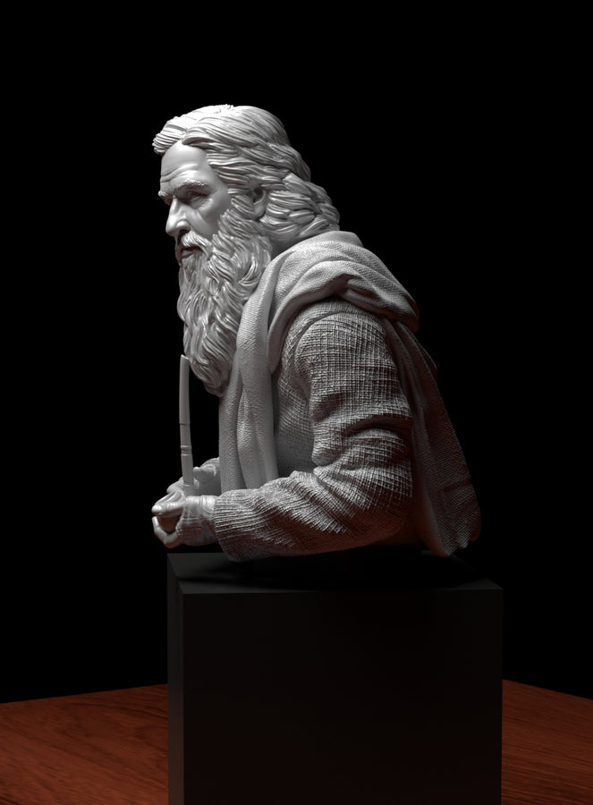 a white statue of a man with a beard a white statue of a man with a beard