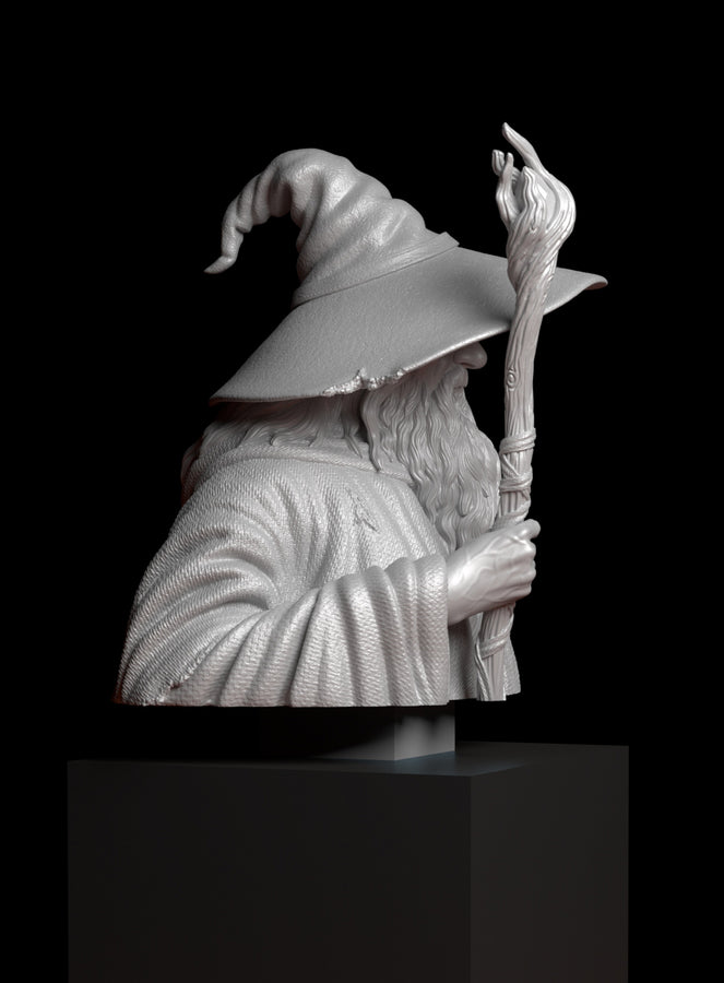 a statue of a wizard holding a staff a statue of a wizard holding a staff