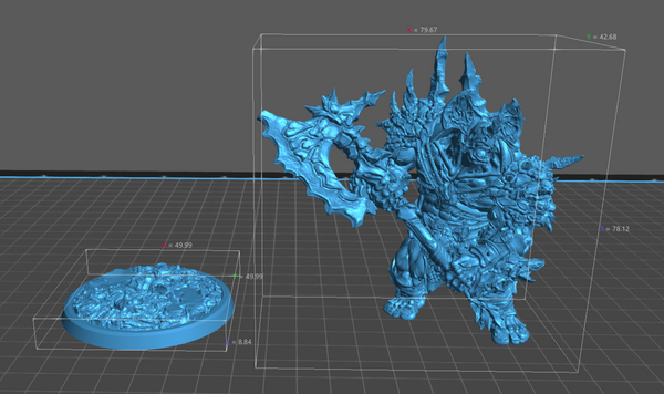 a 3d model of a blue creature next to a bowl