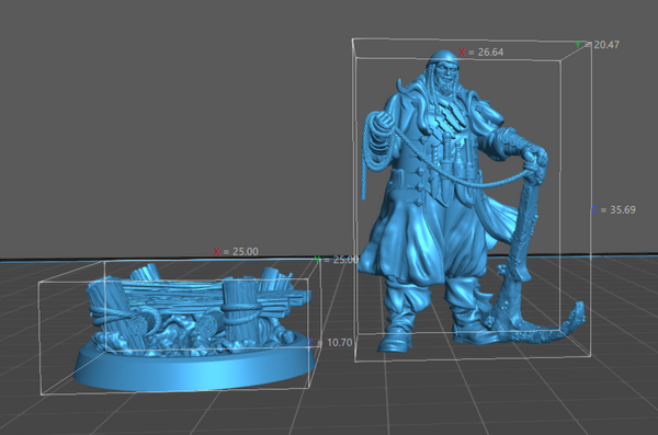a blue 3d model of a man with a sword
