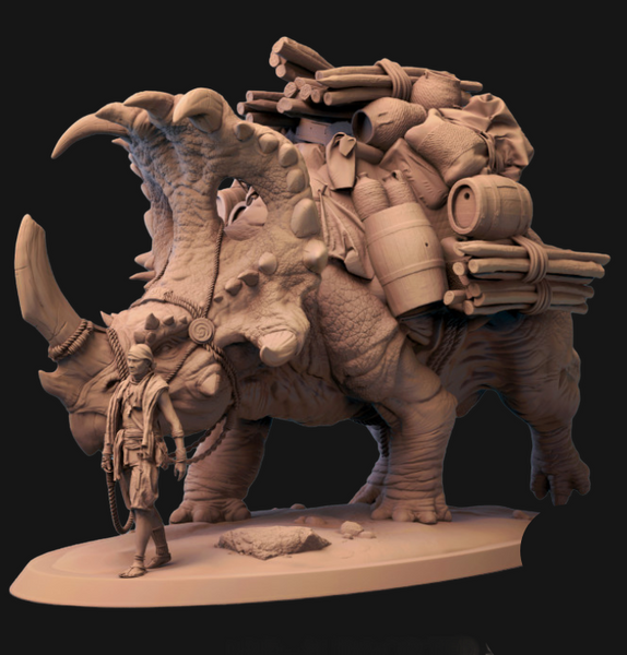 a statue of an elephant with a bunch of items on its back