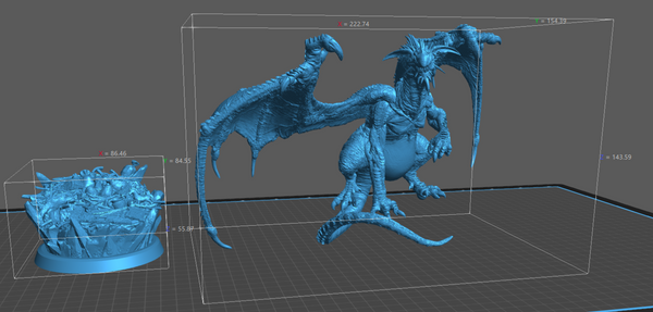 a blue model of a dragon and a crown