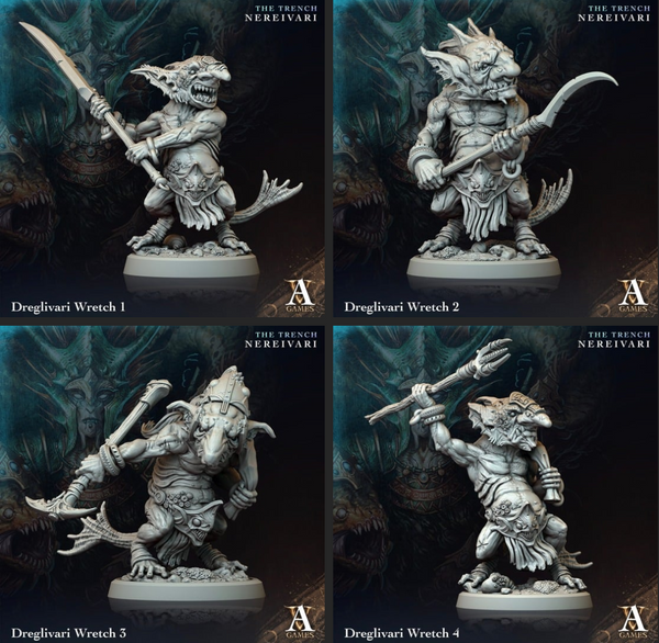 four different poses of a demon with a sword
