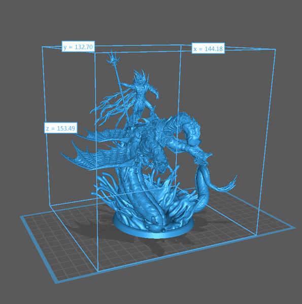 a blue model of a dragon in a glass case