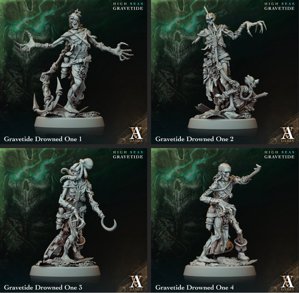 four different views of a statue of an alien