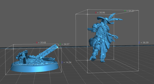 a blue model of a man with a sword