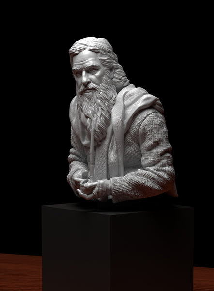 a white statue of a man with a beard