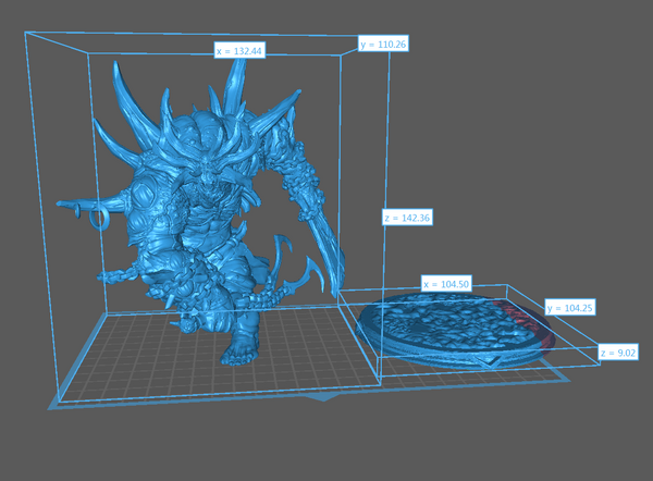 a 3d model of a monster with a pizza in front of it
