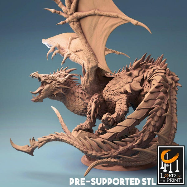Tiamat Legendary Epic dragon *MODEL & SIZE OPTION*  Dragon Rescale Miniatures - Fantasy, Tabletop, Miniature, , DnD, Pathfinder