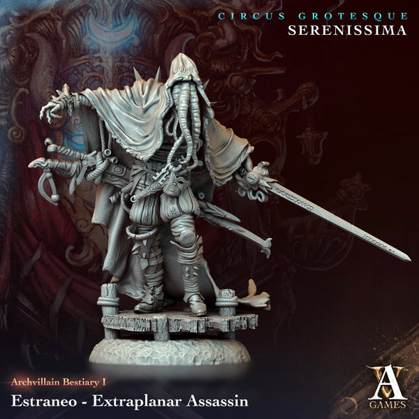 Estraneo, Extraplanar Assassin - Archvillain Bestiary Vol.1 - Archvillain Games l DnD Miniatures  l 3D Printed Model l Tabletop RPG l